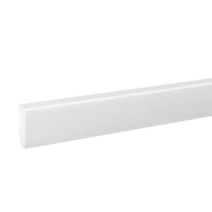 PROVISTON Plinthe 16 x 40 x 2000 mm Plinthe moderne profil carré Plastique blanc de qualité supérieure, résistant à l'eau, robuste