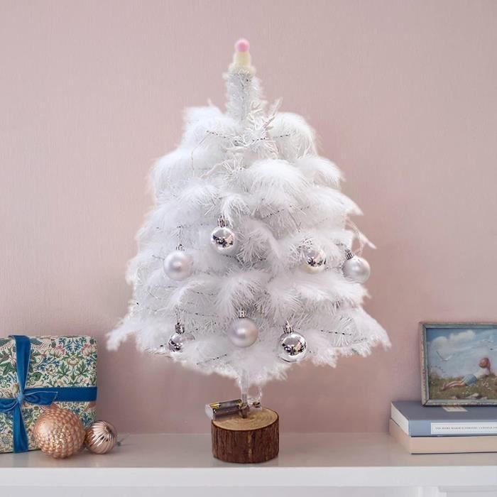 Sapin De Noël De Table De 45,7 Cm, Sapins De Noël Blancs Avec Boules De