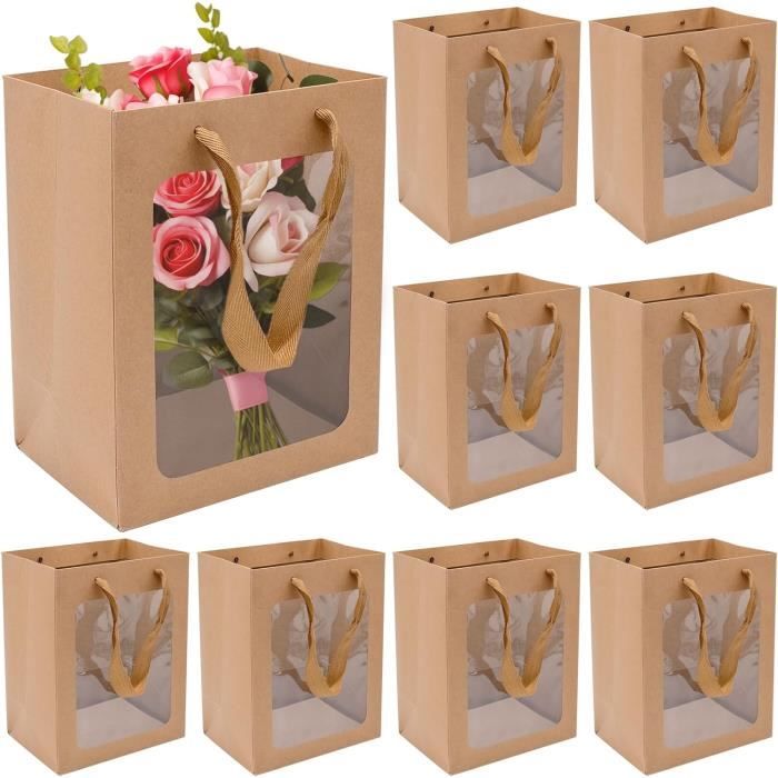 Lot De 20 Sacs Cadeaux En Papier Avec Poignées - 21x15x8cm, Rose - Marque CHEPULA