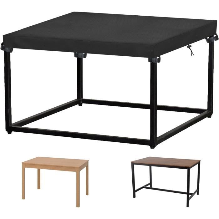 Housse De Table De Jardin Imperméable 600D Oxford - UV Résistant - Avec Cordon De Serrage - Noir