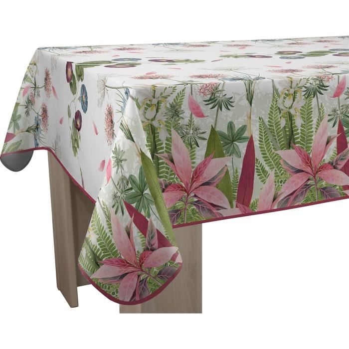 Nappe Rectangulaire Anti-Taches 'Fleur De Paradis' - 150x240 Cm, Polyester Déperlant, Lavable Machine - Noir, Vert, Rose, Orange, Blanc Nappe Rectangulaire Anti-Taches 'Fleur De Paradis' - 150x240 Cm, Polyester Déperlant, Lavable Machine - Noir, Vert, Rose, Orange, Blanc