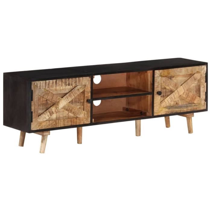 Meuble TV - GKK - 140x30x46 cm Bois de manguier brut et dacacia massif - Contemporain A8420