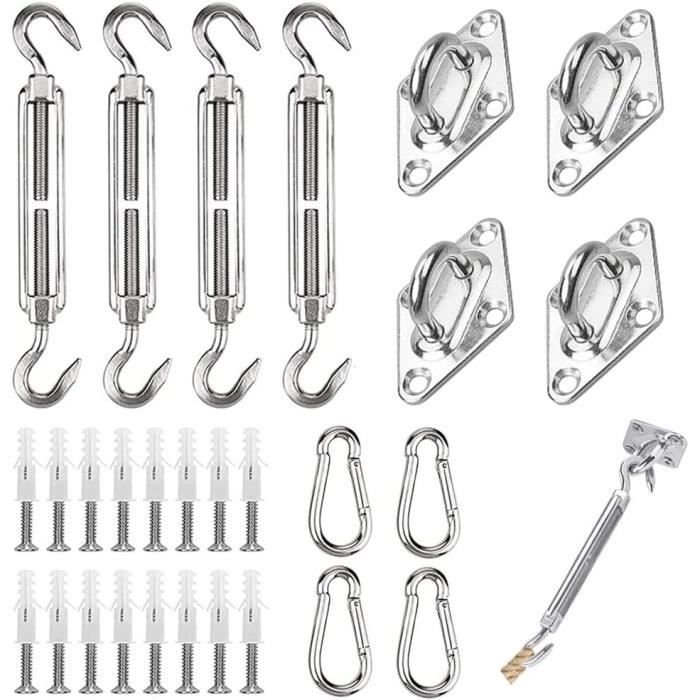 Kit de Fixation Voile D'ombrage - ROKOO - HAOLIP-XB46881 - Acier
