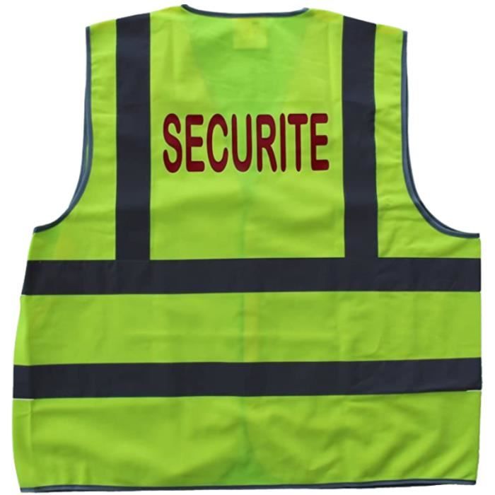 Gilet De Sécurité Lime - Marquage "Secouriste" Au Dos, Taille XL, Coupe Lâche