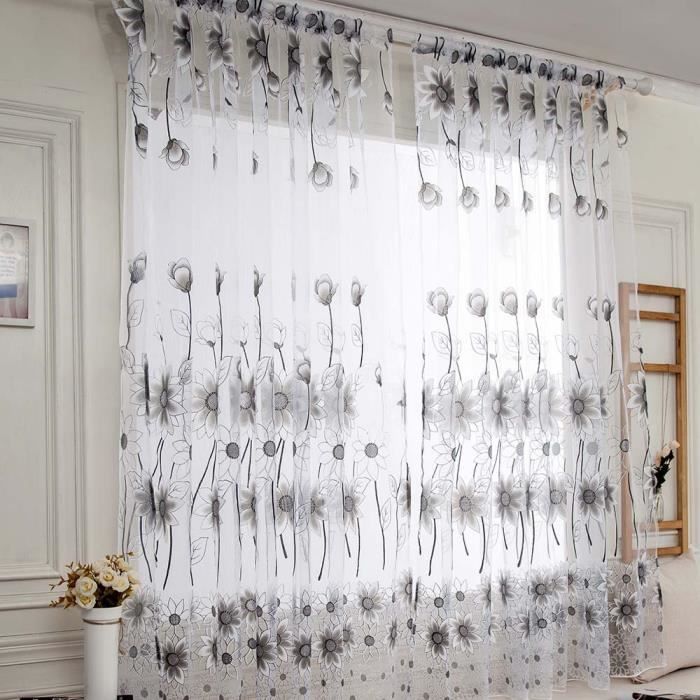 Rideau de porte fenêtre en Tulle,1 pièces,motif feuilles de vigne,panneau de voile,cantonnière,pour salon,30 # 