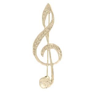 Broche clef de Sol blanche et argentée