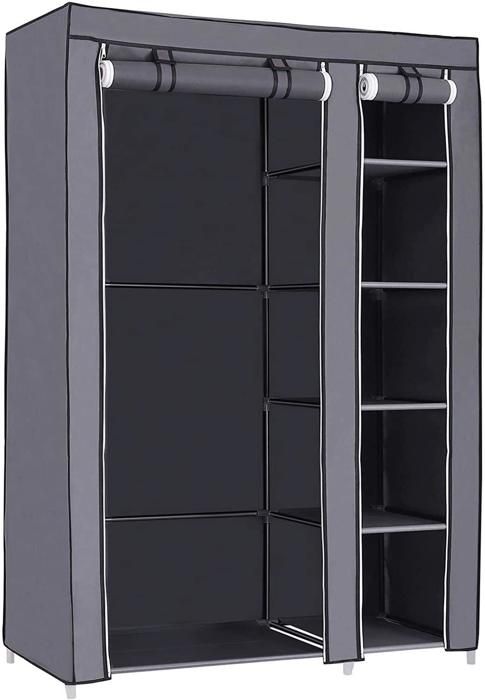 armoire de rangement à vêtements en tissu gris - helloshop26 - 175 cm