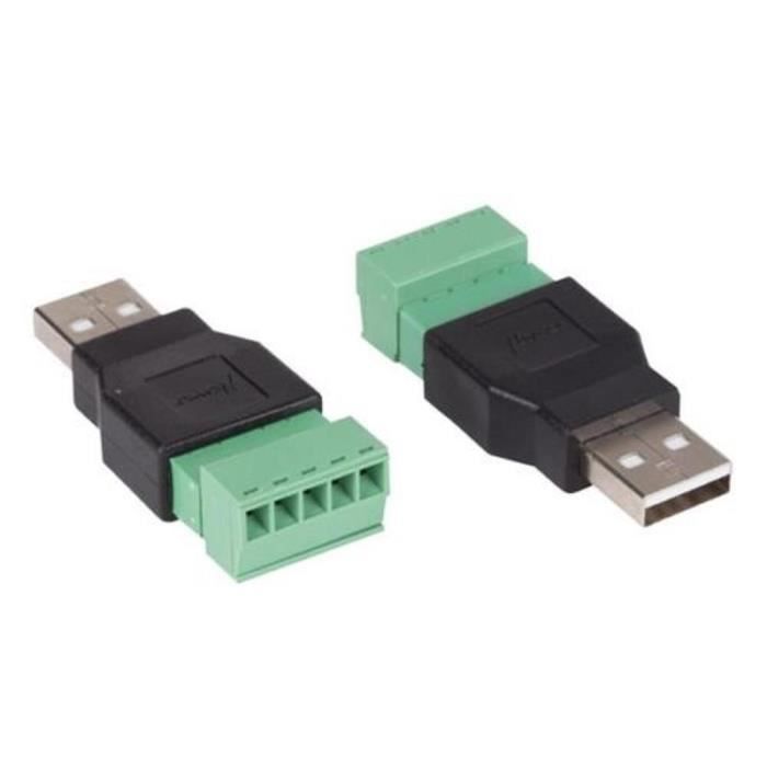 FICHE CONNECTEUR USB A MALE VERS CONNEXION A VIS 5 BROCHES - LOT