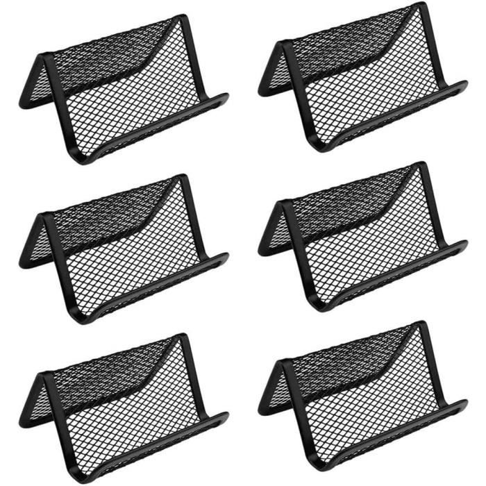 Porte-cartes Visite Métal Noir – Lot De 5 – Support Maille Organisateur Bureau – 10,5x7,5x4,5 Cm