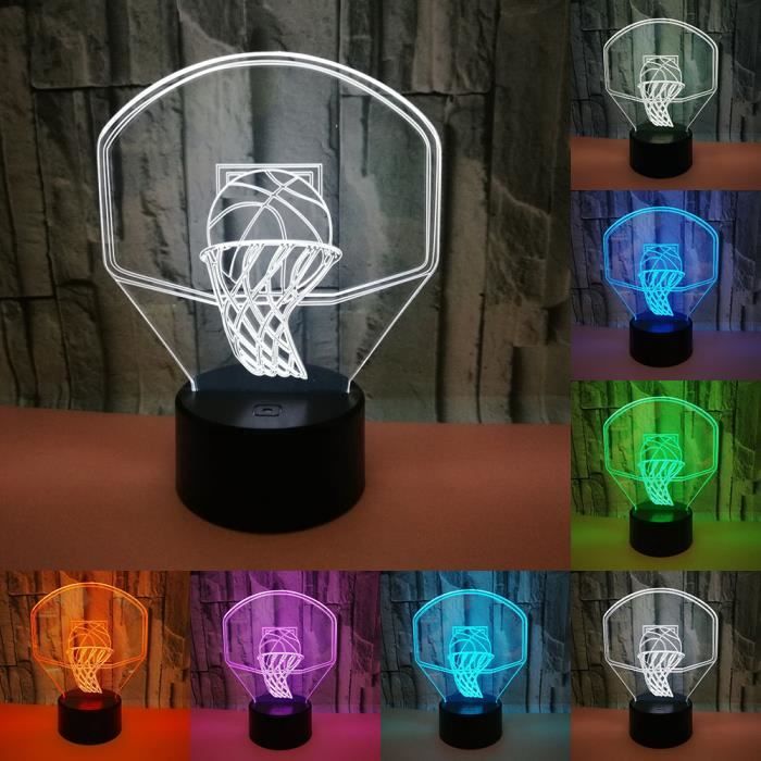 3D de Basket-Ball Sport Maison Décoration LED illusion Tactile 7 Couleur  Lampe Chambre Lumières de Nuit Meilleur Cadeau