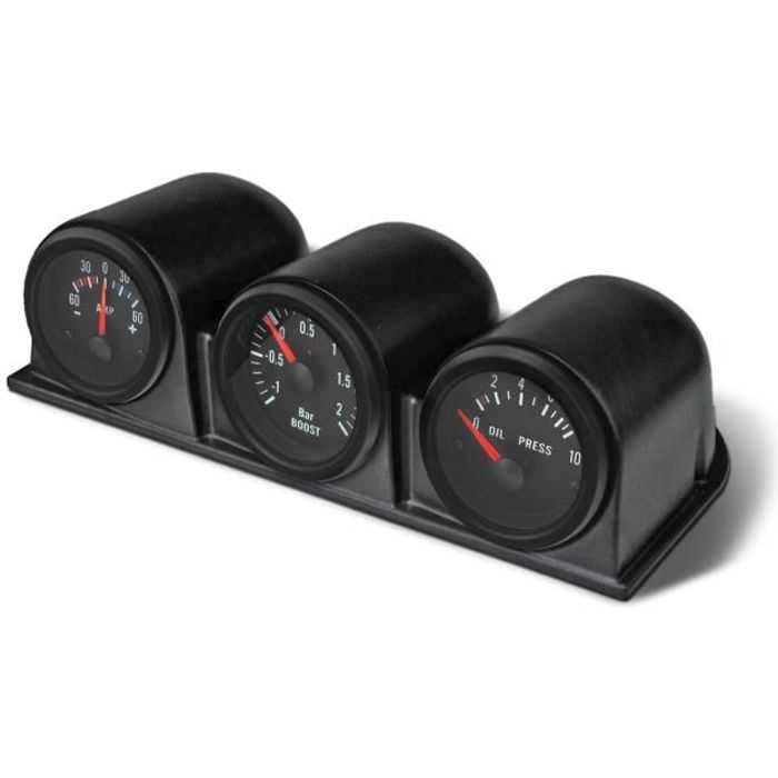 Couverture d'instrument modifiée de Voiture Support Manometre Support de Montage pour Compteur de jauge Triple jauge Noir Universel 52 mm/23 Trous 