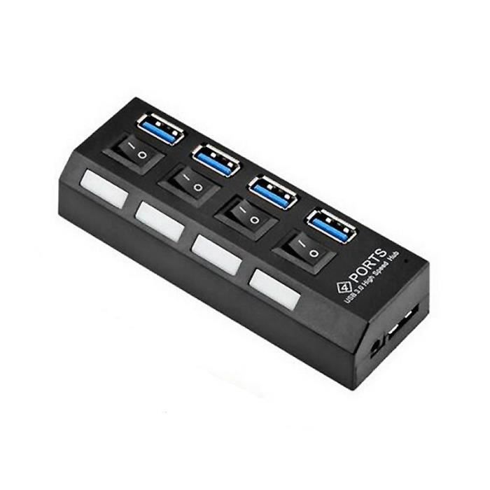 Hub USB 2.0 Joynine 7 Ports - Avec Interrupteurs Individuels Et LEDs | Pour PC, PS4, Disques Durs