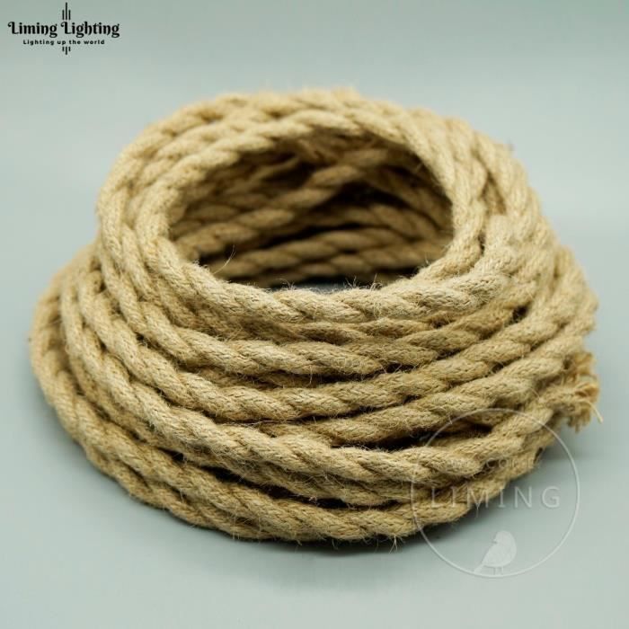 Câble électrique Tressé Vintage 1m – Gaine Tissu Style Rétro, Douille E27, Pour Ampoules Suspendues