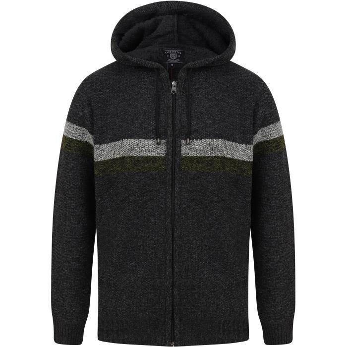 KENSINGTON Sweat à Capuche Zippé Rayures Bicolores Poitirne Coloris