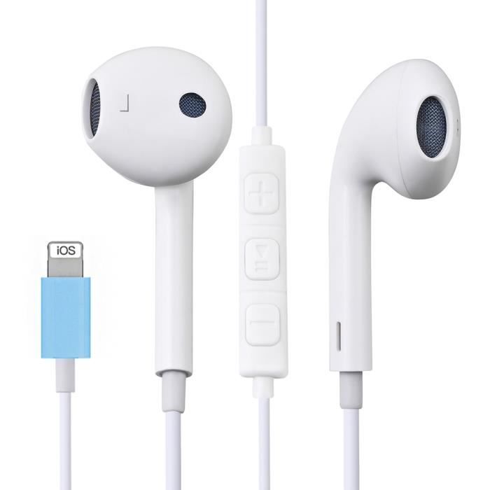 Casque audio Dans l'oreille filaire Bluetooth écouteur pour Apple IPhone 10  11 Pro X XR XS Max 7 Plus écouteurs avec micro - WHITE - Cdiscount TV Son  Photo