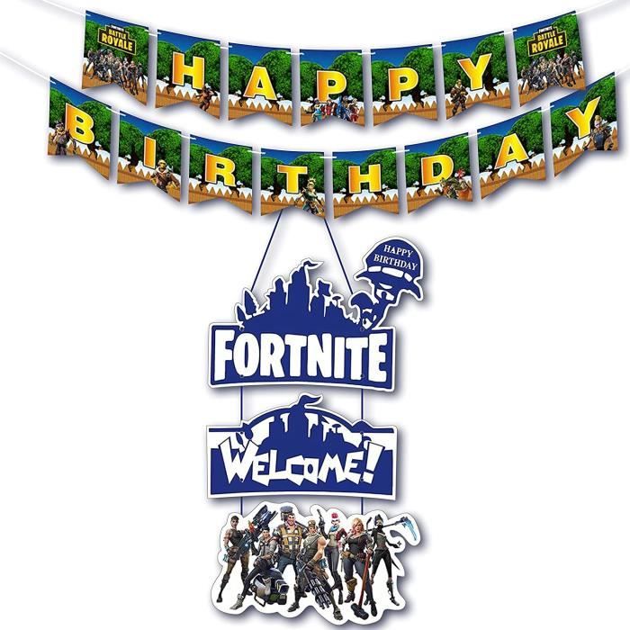 Lot De 2 Fournitures De Fete De Jeu Video Decoration De Fete De Jeu Avec Banniere De Fete De Joyeux Anniversaire Jeu On Decor Susp Cdiscount Maison