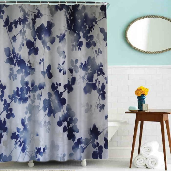 Salle de bain rideaux polyester imperméable rideau de douche avec crochets Hot 