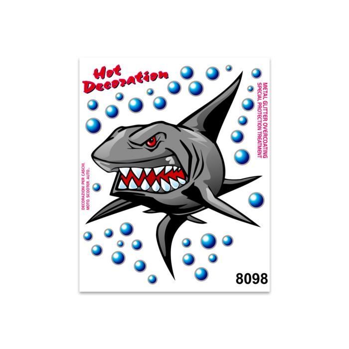 Autocollant Bouche De Requin Et Poisson Squelette - Décalque Vinyle Imperméable Pour Kayak, Voiture, Bateau