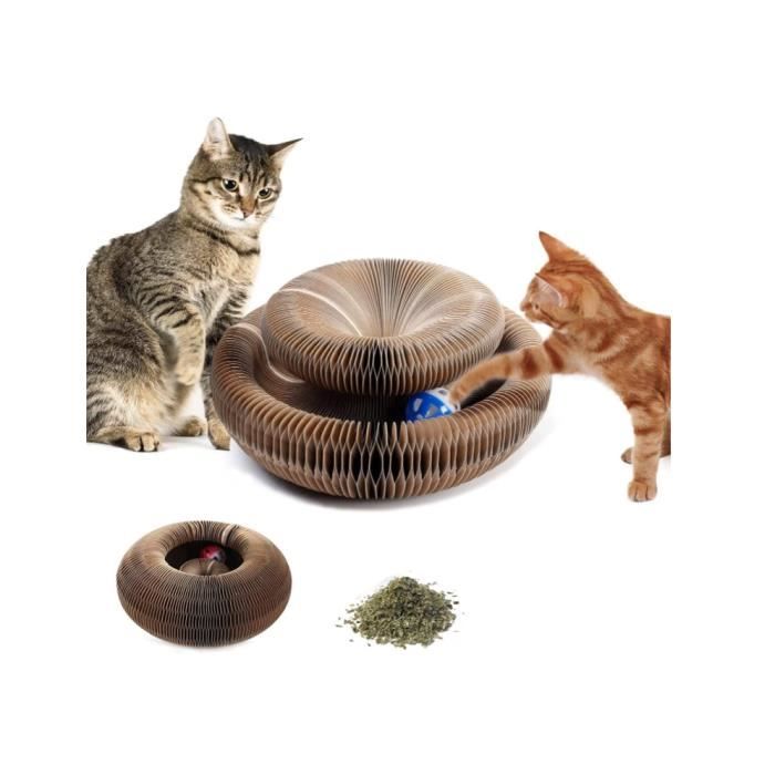 Griffoir Chats avec Boule de Jouet Magic Organ Cat Scratching Board Grattoir pour Chat Pliable Magique Planche à gratter avec