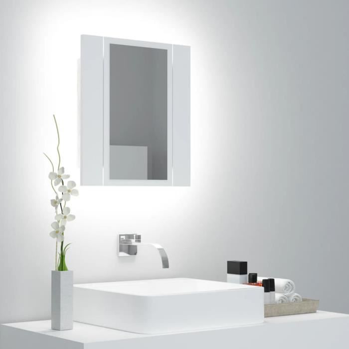 Armoire Mural WC - JILL - TOP Armoire de salle de bain à miroir à LED Blanc 40x12x45 cm FR1019