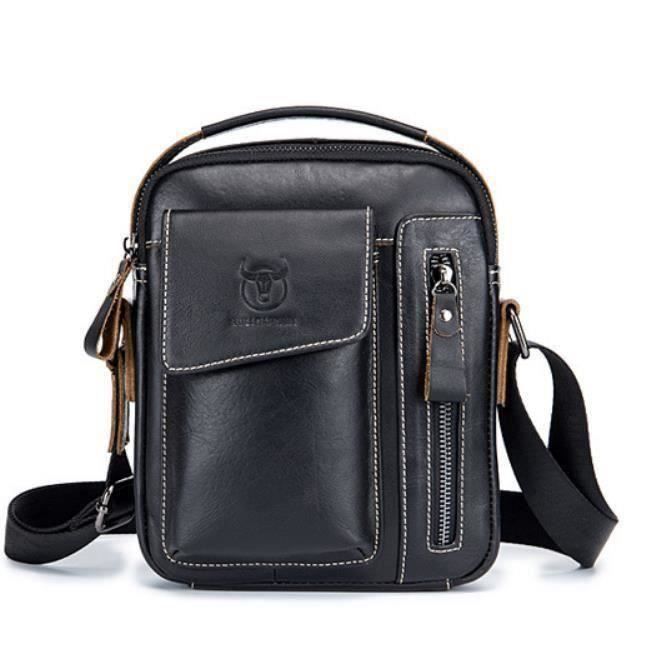 Sac Bandoulière Homme En Cuir Rétro - Grande Capacité, Couleur Marron