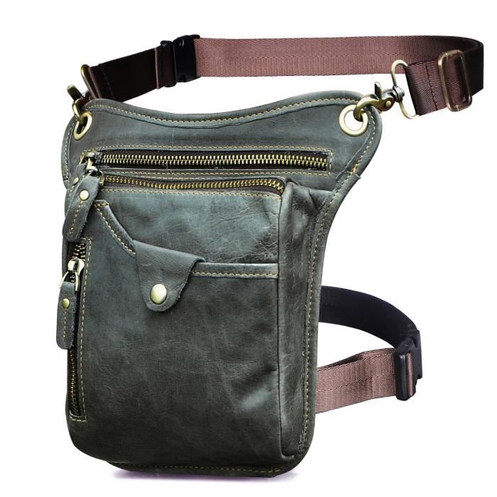 Sac De Poitrine Homme En Cuir Véritable - Sac à Bandoulière Vintage Imperméable Multifonctionnel Pour Sports Et Plein Air