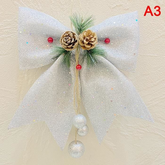 Boule de noel,Grand ruban de noël scintillant en or et rouge,nœud de