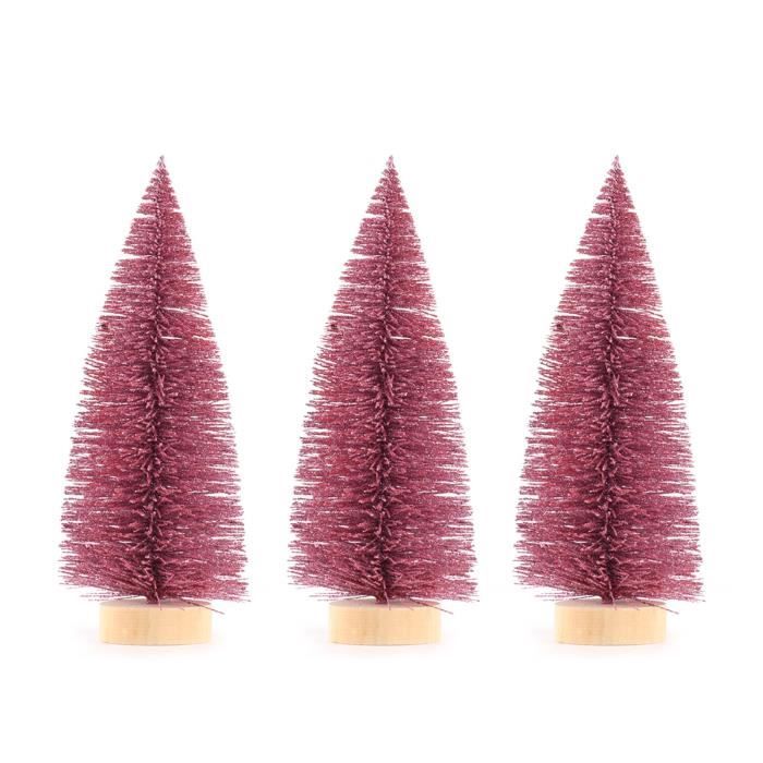 3 Pièces Sapins Noël Mini Arbre Artificiel COLOFALLA - Décoration Figurine Bois Plastique 15-20-25cm