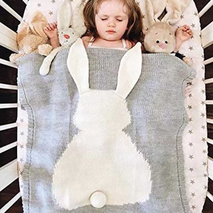 Couverture Bebe En Tricot 110 75cm Plaid Bebe Motifs De Lapin Gigoteuse D Emmaillotage Cadeau Naissance Personnalise Pour Naissan Cdiscount Maison
