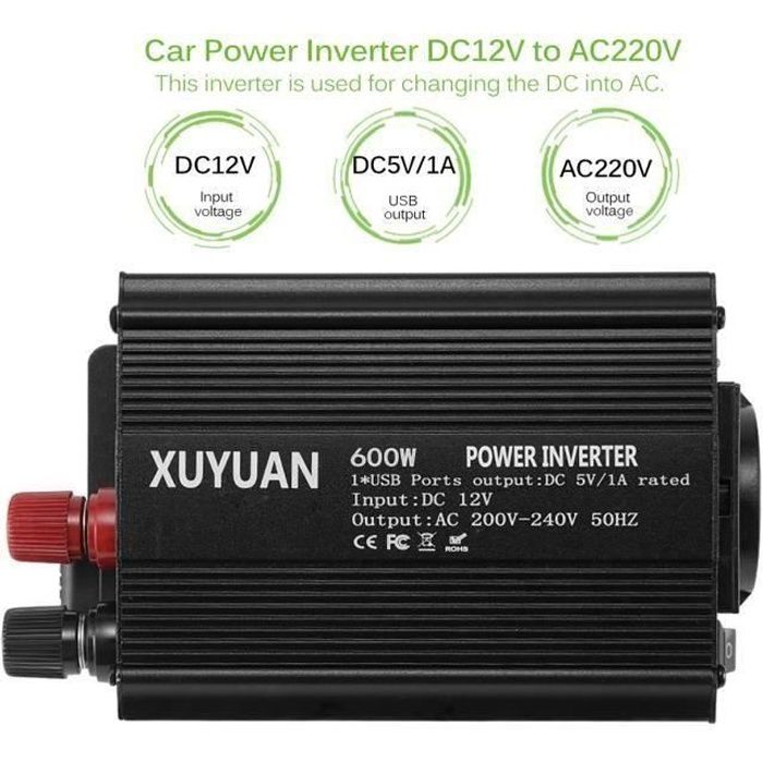 Convertisseur pur sinus 12V 220V 600W Onduleur DC to AC Transformateur LIA17820
