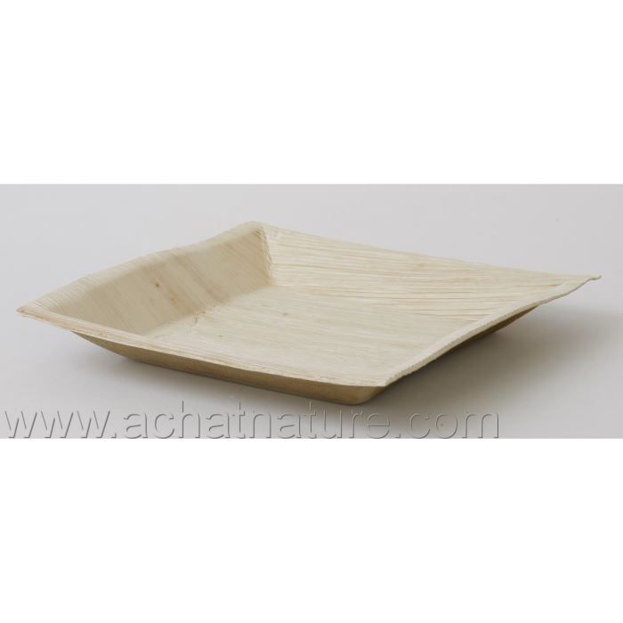 18x18cm 25 assiettes palmier carr/ées design biodegradables