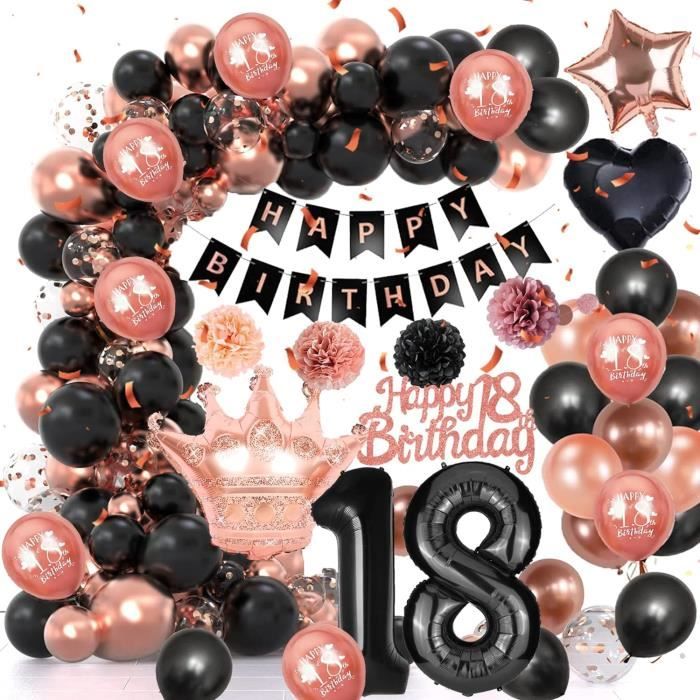 18 Verjaardag Decoratie Meisje Jongen, Verjaardag Decoratie 18 Beige Roud Ballon Decoratie met Happy Birthday Banner, Decoratie 18e Verjaardag Ballonnen voor Meisje Jongen