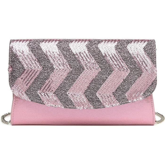 Pochette De Soirée Clutch 1.2.3 En Satin Noir Avec Chaîne Dorée – Neuve