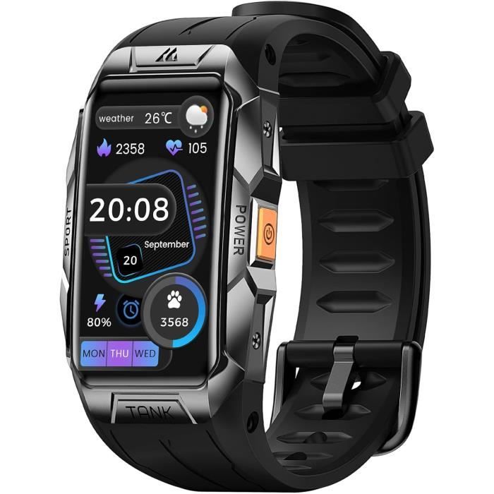Montre Connectée Homme Militaire, 50M Étanche Appel Bluetooth Autonomie Montre Connectée Homme Militaire, 50M Étanche Appel Bluetooth Autonomie