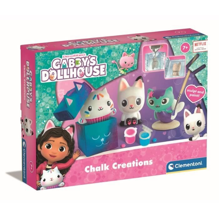Clementoni - Créations en plâtre Gabby et la Maison Magique - Coffret multi-activités (sculpture, pe