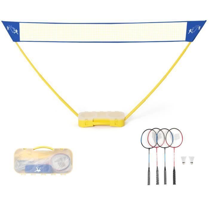 Filet de badminton, volley-ball, tennis portable réglable en hauteur, équipement de sport multi-usages, avec support de bâtons et sac de transport pour extérieur, jardin, plage, 5 m