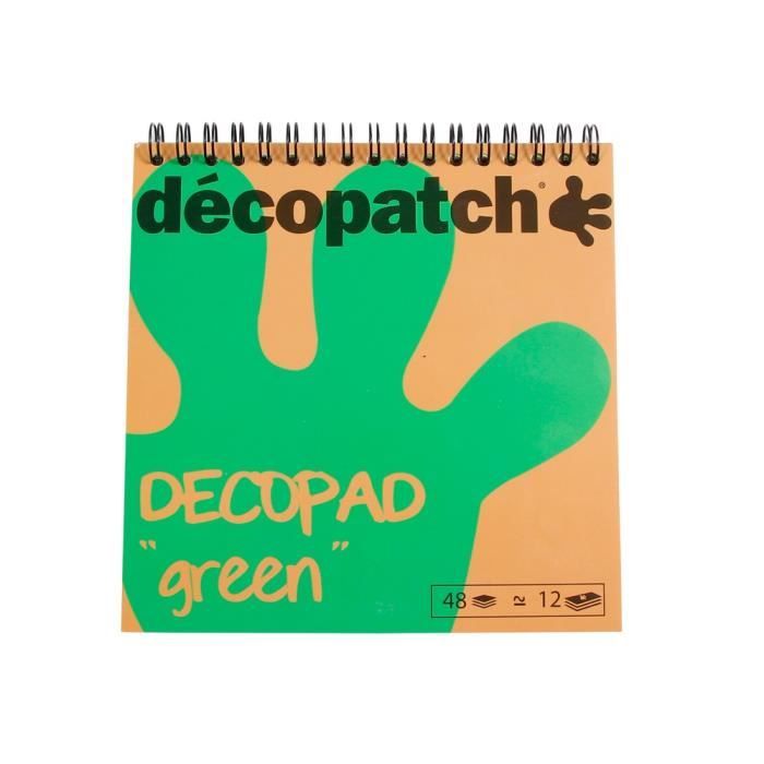Decopatch - Bloc color Decopad 48 feuilles 15x15cm - Vert