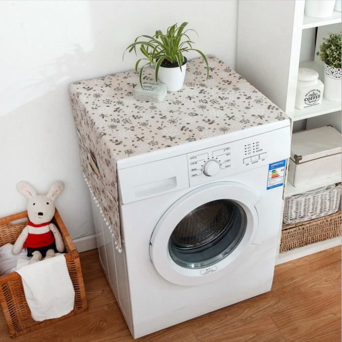 Couverture de machine à laver Housse de protection anti-poussière en coton  et lin multi-usages pour lave-linge - Cdiscount Electroménager