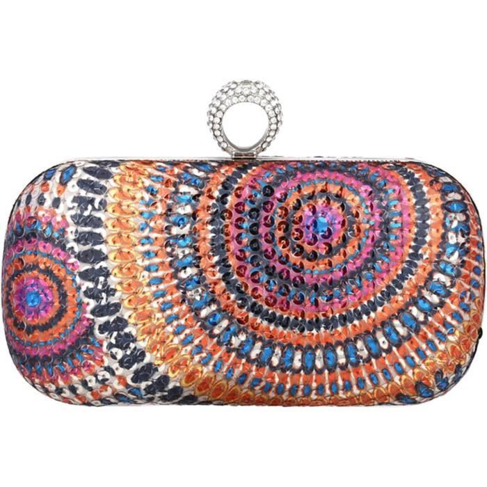 Pochette Sac à Main Enveloppe Verni Noir à Paillettes Pour Soirée