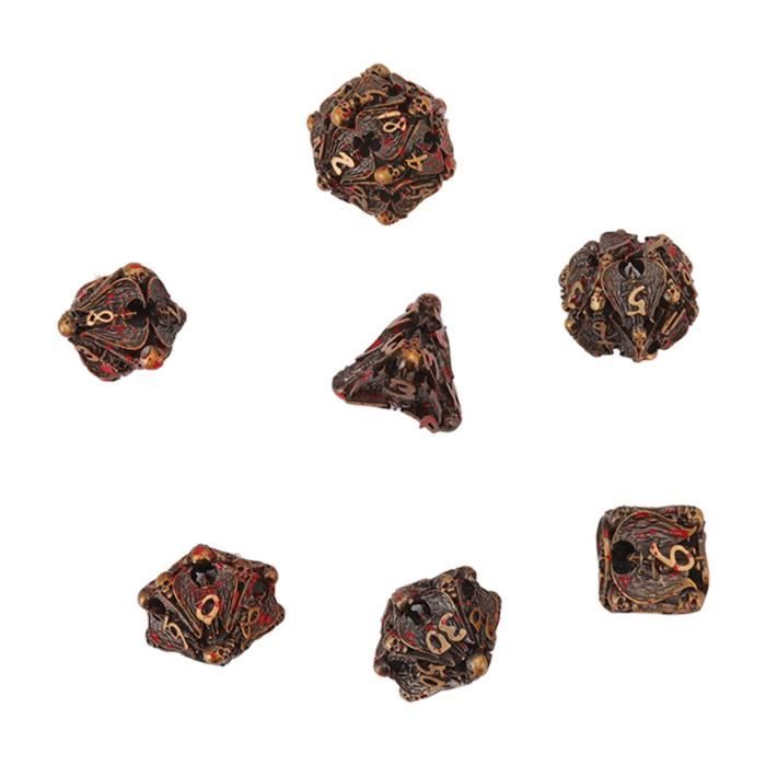 ESTINK Dés en métal creux Jeu de Dés Polyédriques 7 Pièces, Dés de Jeux