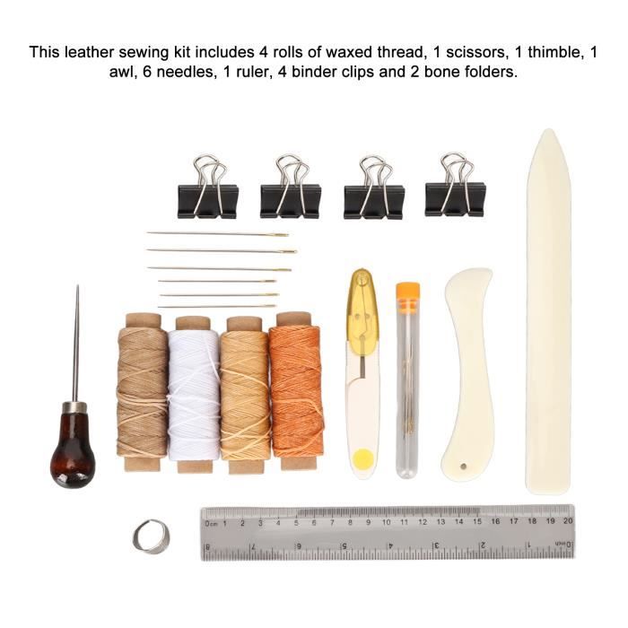 LIU-7427618496910-Outils de travail du cuir Kit de Couture de Réparation de  Rembourrage en Cuir 21 Pièces, Aiguilles de Ciseaux à Fi