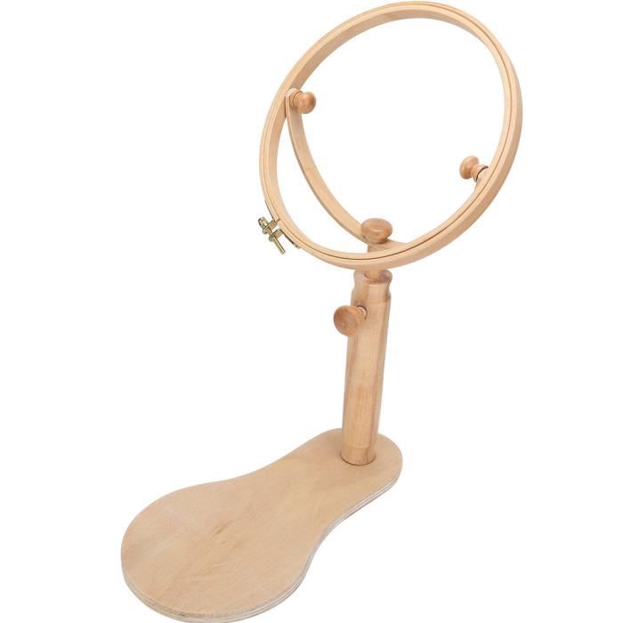 Support Broderie Rotatif En Bois - Pour Cadres Ronds, Réglable 360°, Mains Libres