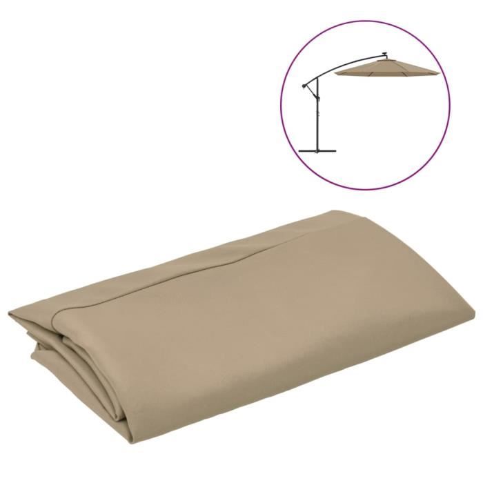 Toile de rechange pour parasol - GAROSA - Taupe - 350 cm - 100% polyester - 8 nervures
