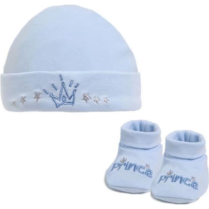 Ensemble de naissance bonnet et chaussons pour bébé garçon layette bleu  prince - Cdiscount Puériculture & Eveil bébé