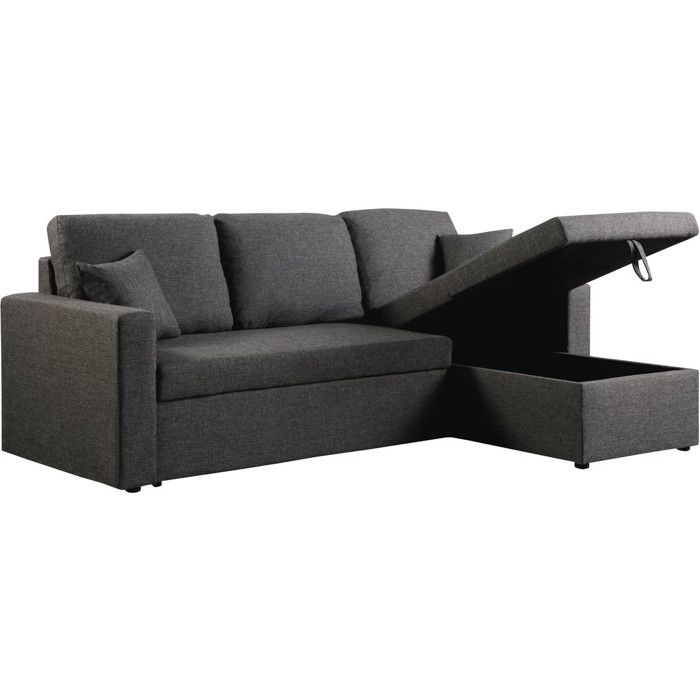 Canapé dangle convertible/ réversible avec coffre Alain - 3 places - Gris