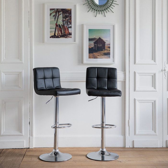 Lot de 2 tabourets de bar noir MIKE Lot de 2 tabourets de bar noir MIKE