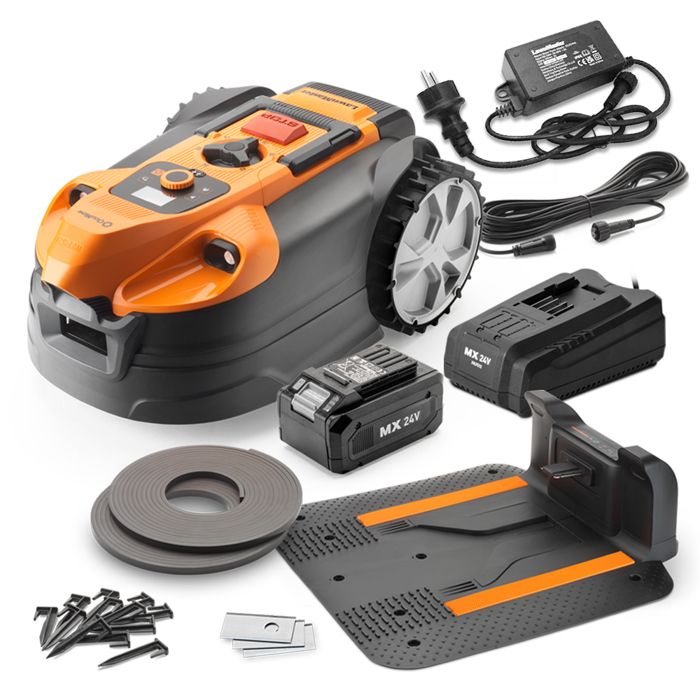 LAWNMASTER Robot Tondeuse Autonome 24v Avec Station De Charge, Sans Fil P&eacute;rim&eacute;trique - Le Robot