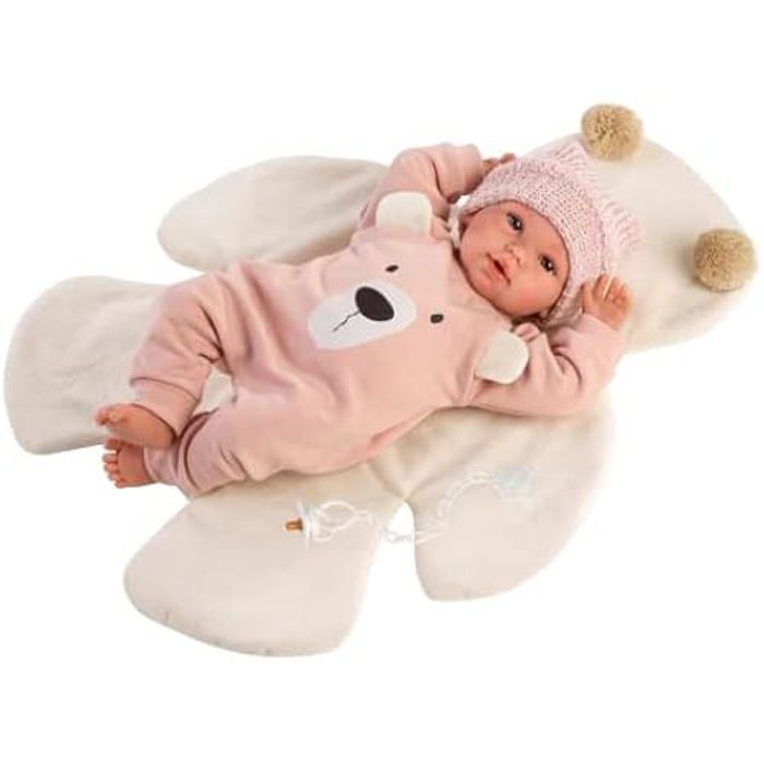 Llorens - Poupée RN Nouveau Né Pleureur 36 Cm Ours Rose Toucher Doux 40 cm Multicolore (63644)