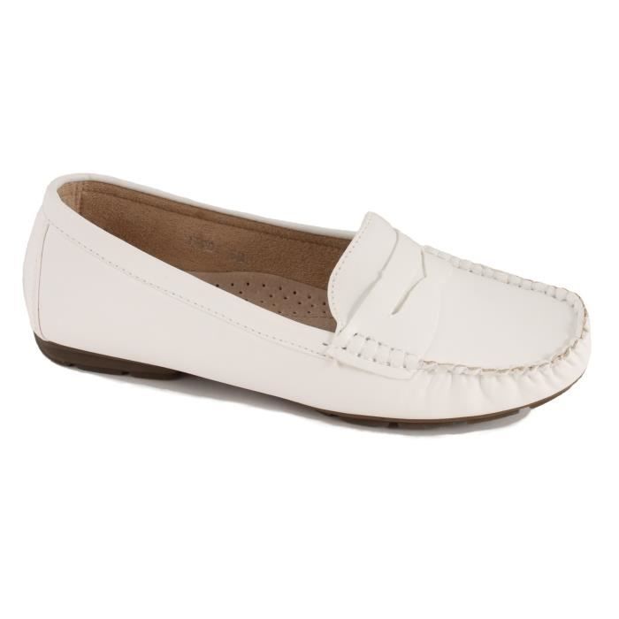 mocassin femme blanc