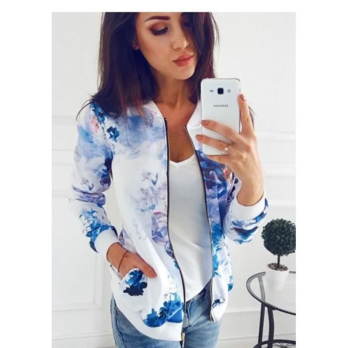 Blouson Bomber Transparent à Fleurs - Taille S - Occasion Très Bon état